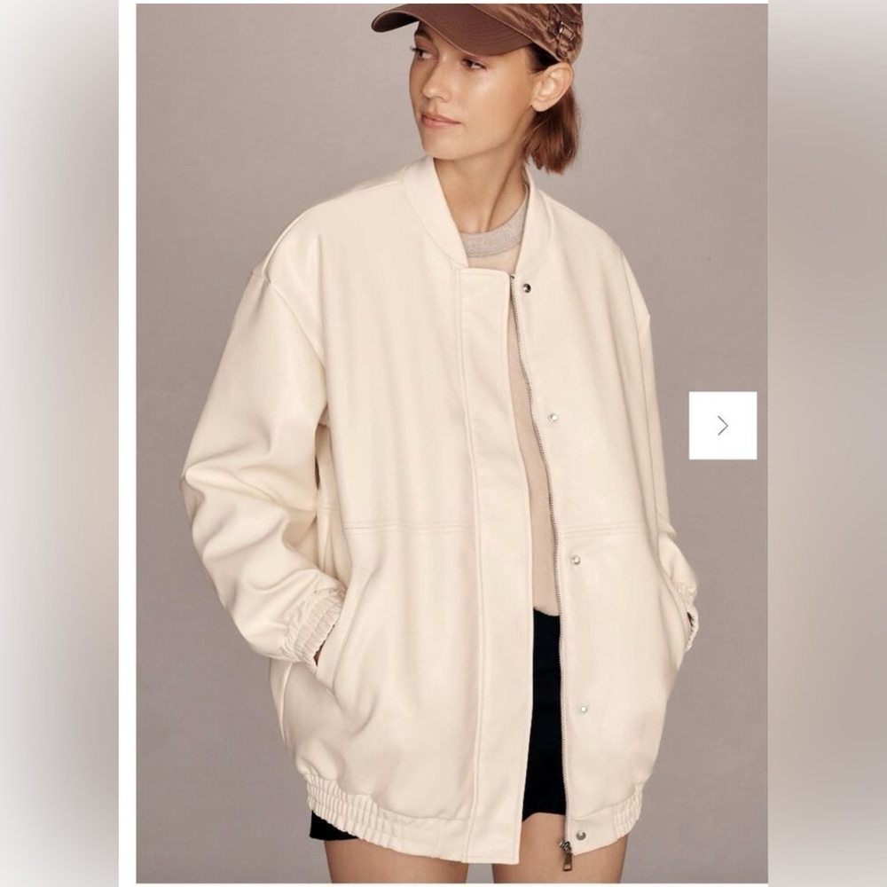Anthropologie Maeve Cream Bomber Jacket